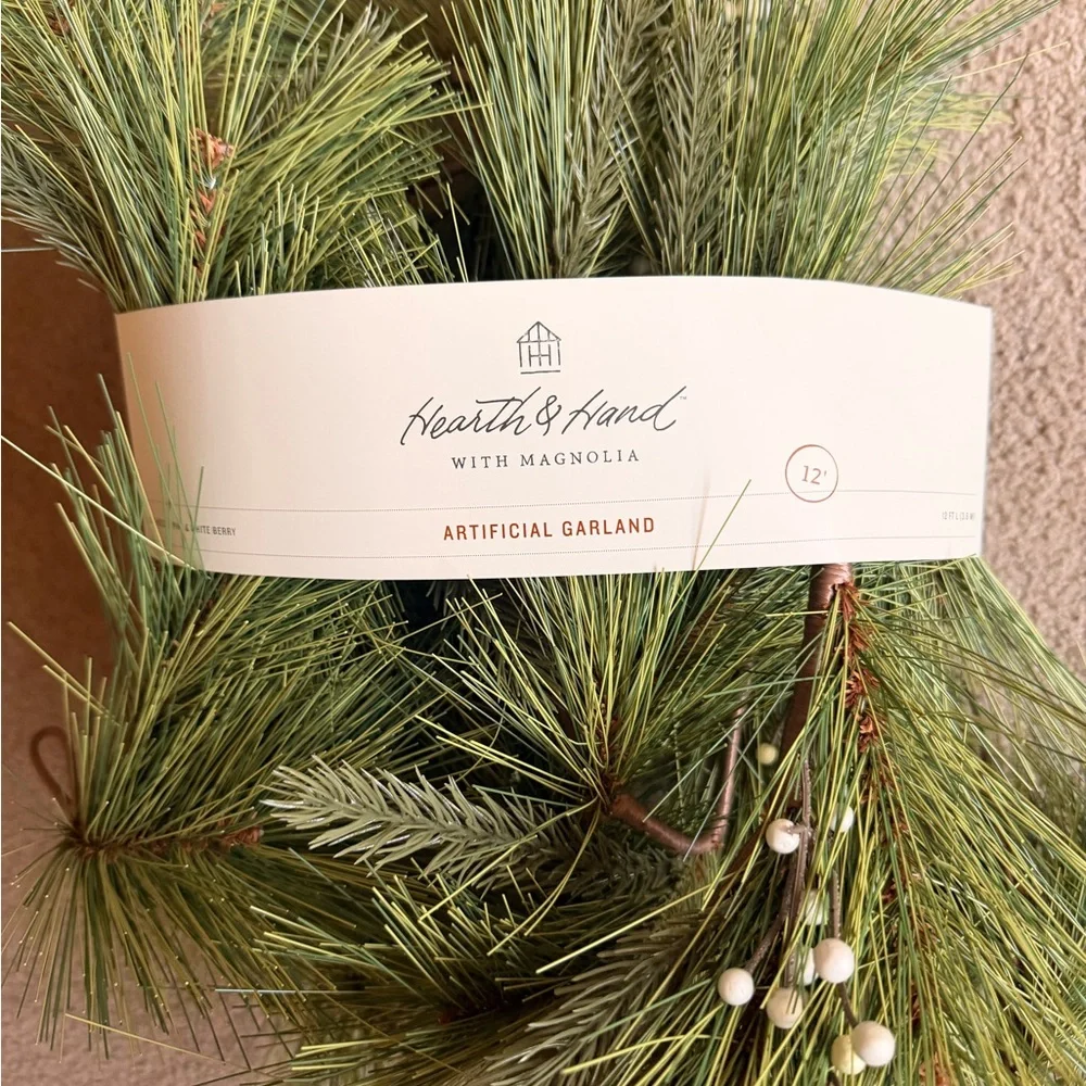 Hearth & Hand Needle Pine with White Berry Holiday 12-Foot Garland